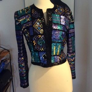 Lawrence Kazar Vintage sequin jacket Size Small